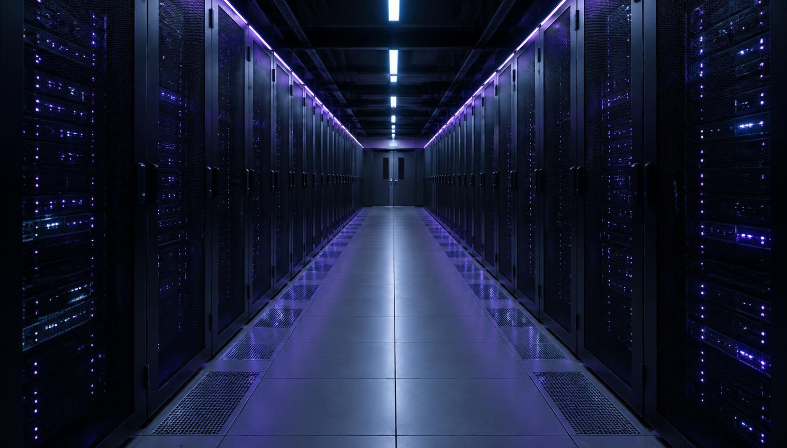 Data centre corridor with server racks